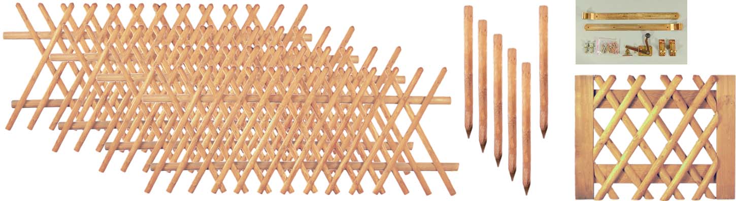 Zaunset JEFFERSON 1, 4 x Jägerzaun 250/80, 1 xPforte 100/80 aus Kiefer|Fichte Farbe braun