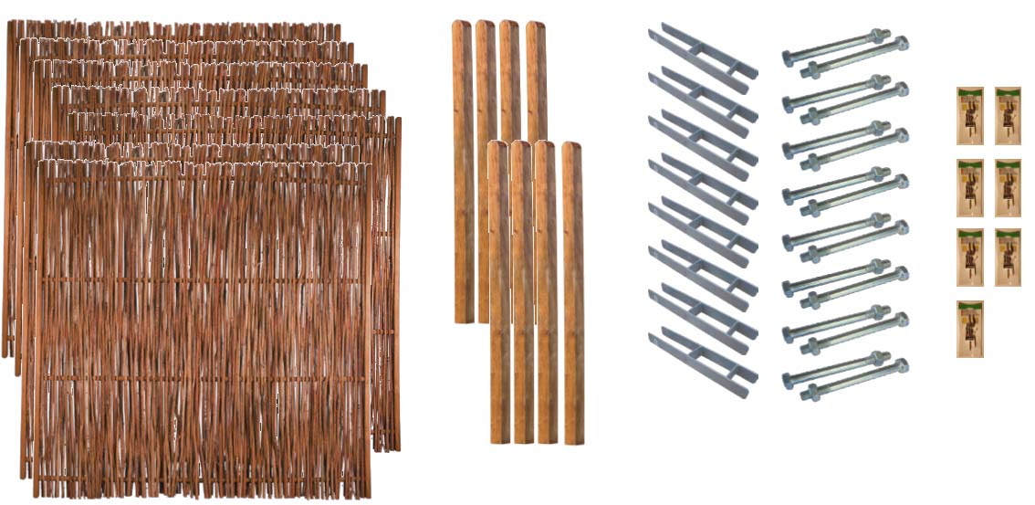 PORTLAND 5 Zaunset PORTLAND 5, 7x Pepe Haselnuss 180/180 aus Kiefer|Nussbaum Farbe braun