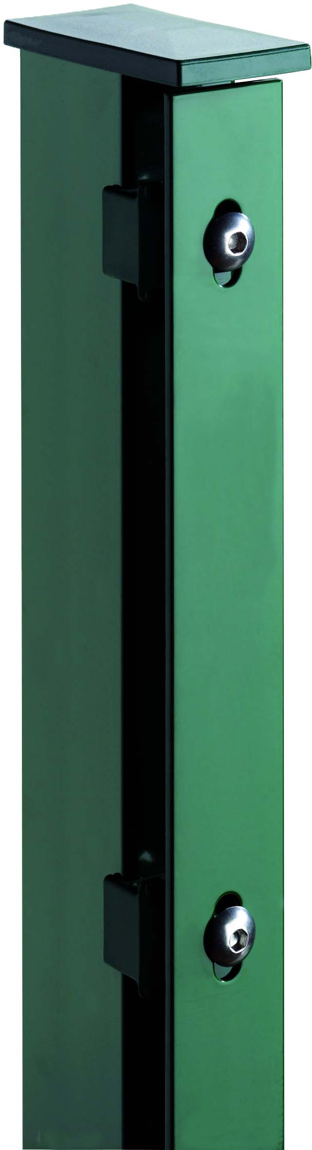 JERRY Eck-Zaunpfosten RAL 6005 grün JERRY Eck-Zaunpfosten RAL 6005 grün aus Stahl Farbe grün
