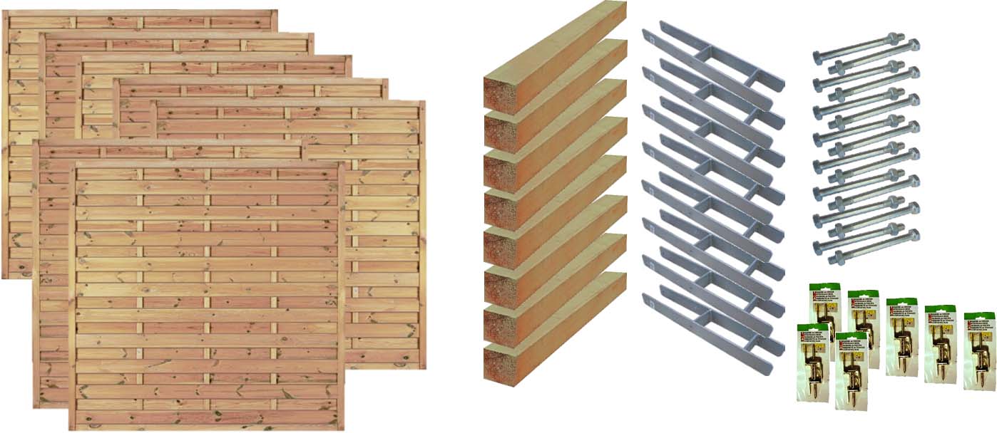 Zaunset MANHATTAN 5, 7x Maxi-Massiv 180/180 aus Kiefer|Fichte Farbe kdi