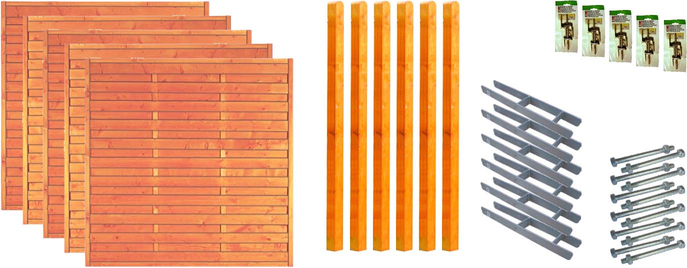SAN DIEGO 3 Zaunset SAN DIEGO 3, 5x Sunline Pinie 180/180 aus Kiefer|Fichte Farbe kdi