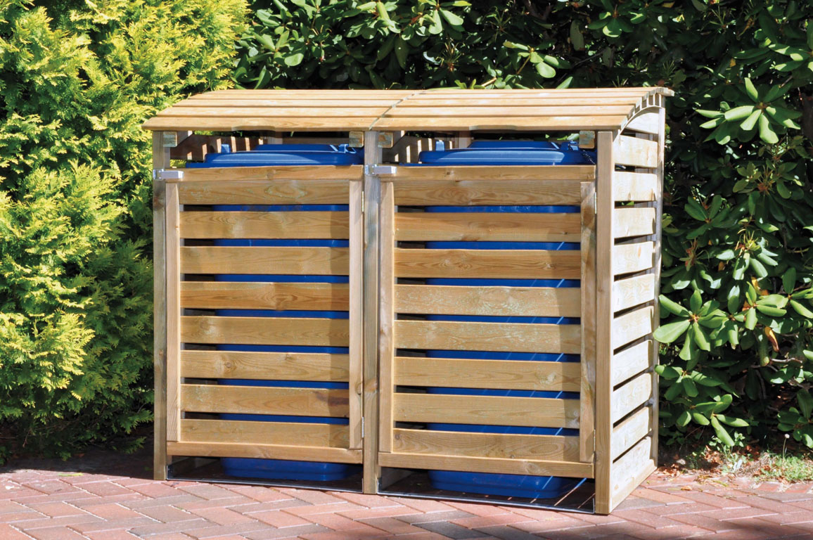 HENRI Mülltonnenabtrennung 2-fach aus Kiefer/Fichte Farbe grün