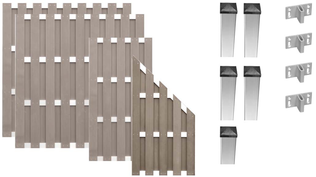 JERSEY 1 Zaunset JERSEY 1, 4x Jinan braun 180/180 aus WPC Farbe braun