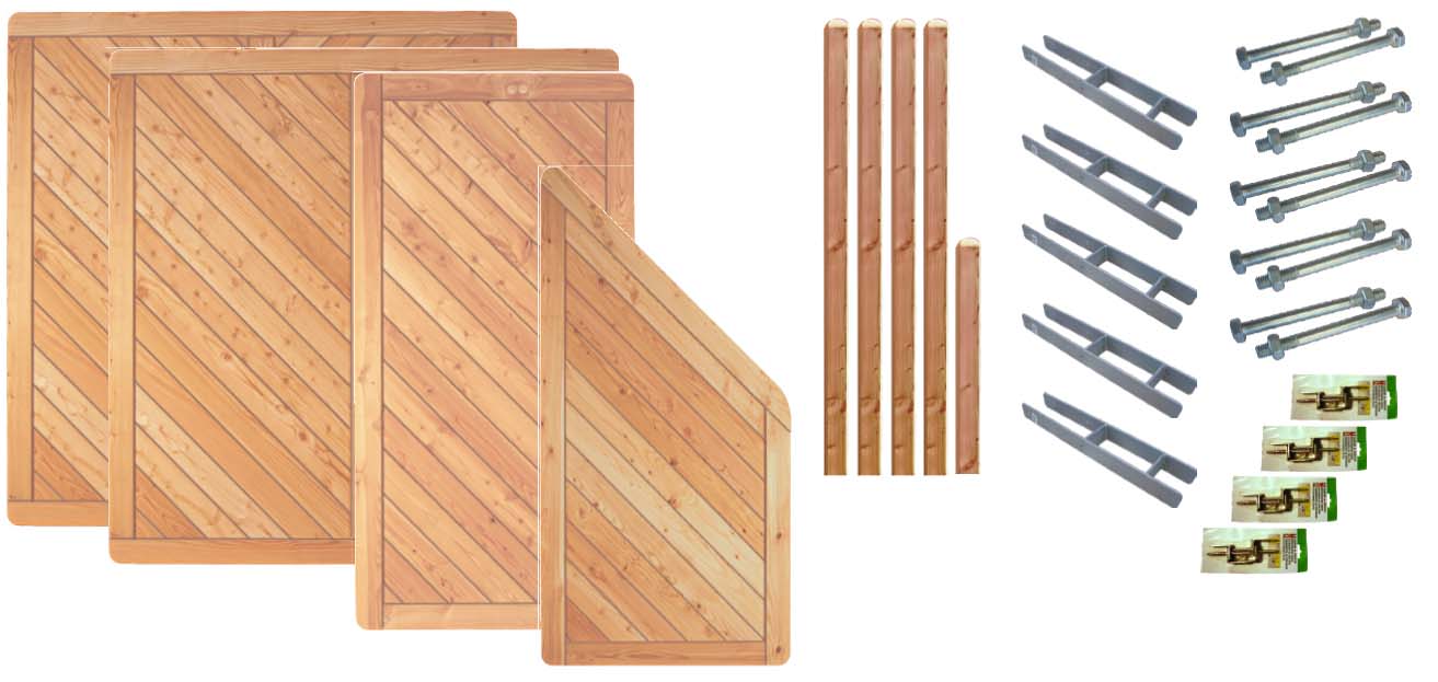 SPRINGFIELD 1 Zaunset SPRINGFIELD 1, 4x Skagen Lärche aus Lärche Farbe natur