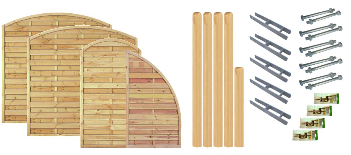 Zaunset MADISON 1, 4x Maxi-Bogen aus Kiefer|Fichte Farbe kdi