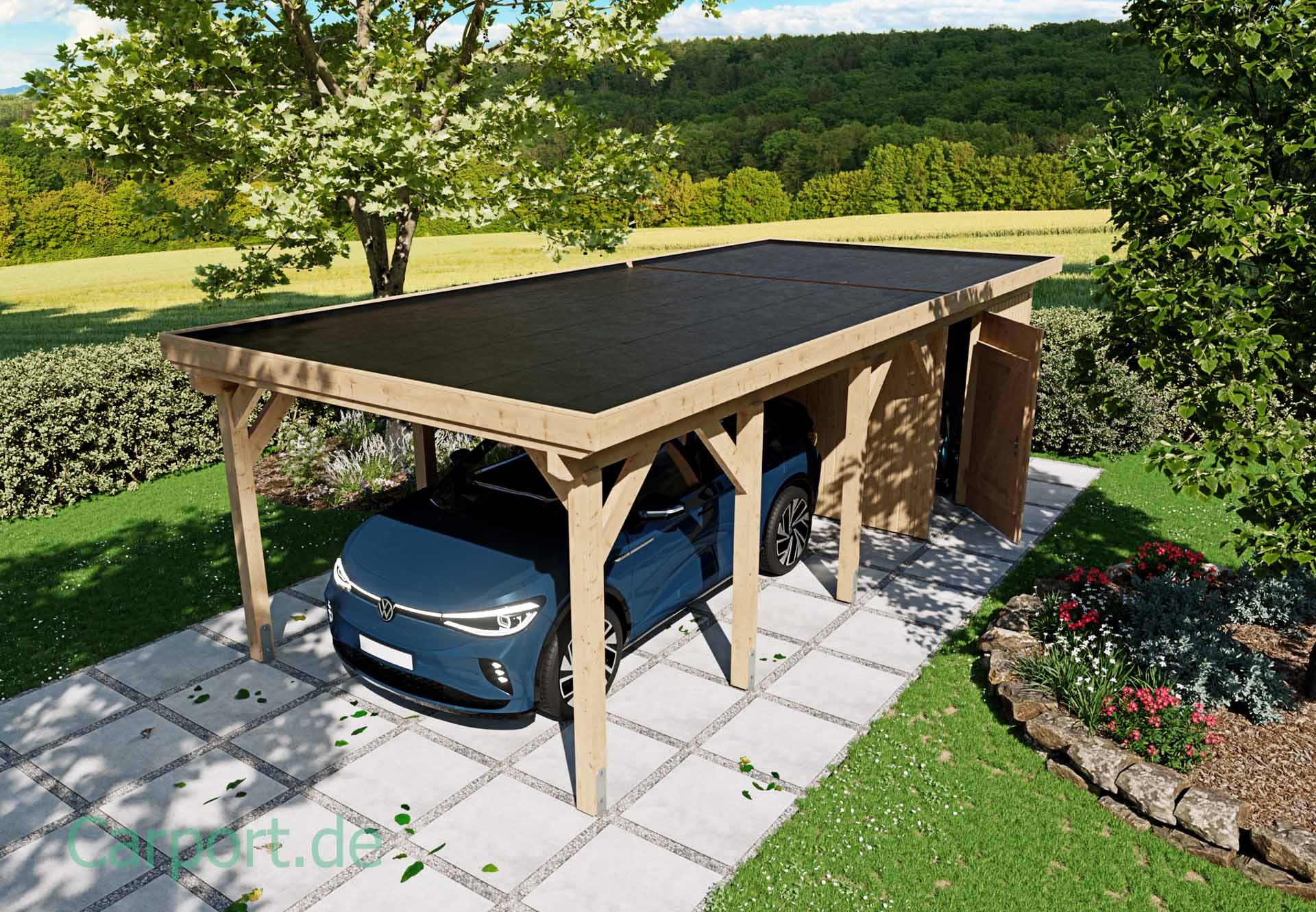Einzelcarport 3,5 m x 7,14 m Dachdeckung EPDM Dachbahn Einzelcarport 3,5 m x 7,14 m Dachdeckung EPDM Dachbahn