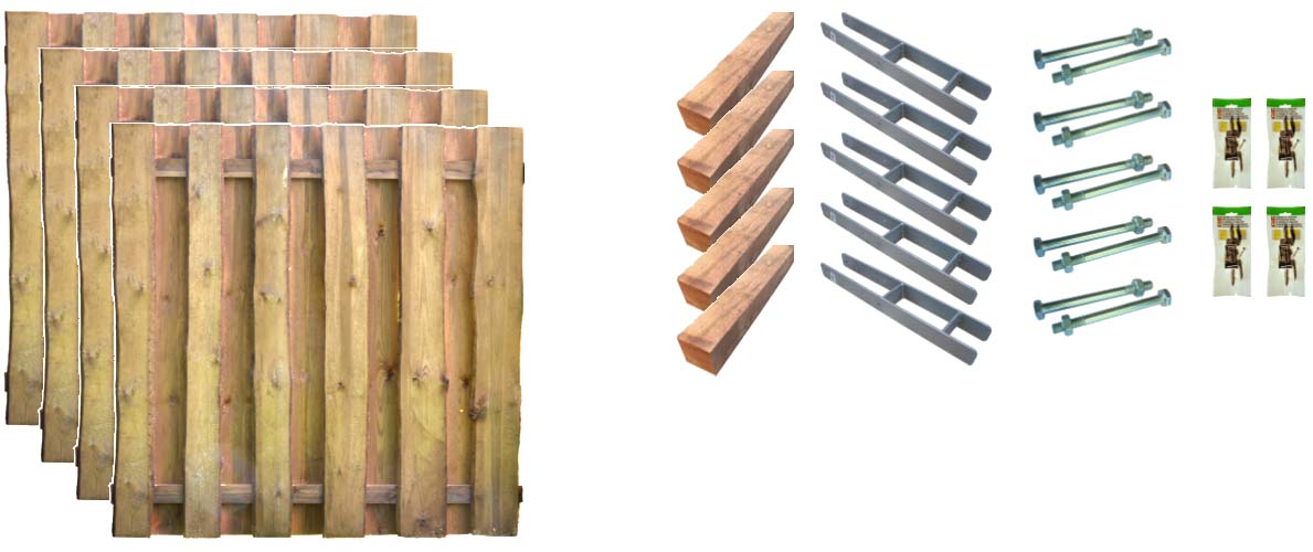 SEATTLE 2 Zaunset SEATTLE 2, 4x Seeland braun 180/180 aus Kiefer|Fichte Farbe kdi