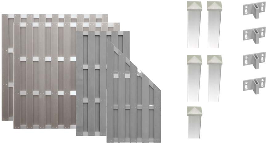 Zaunset JACKSONVILLE 1, 4x Jinan grau aus WPC Farbe grau