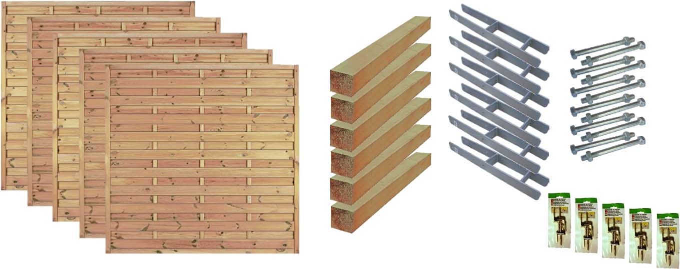 MANHATTAN 3 Zaunset MANHATTAN 3, 5x Maxi-Massiv 180/180 aus Kiefer|Fichte Farbe kdi