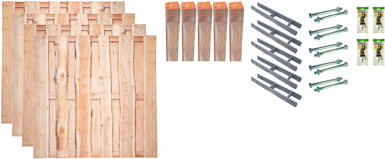 LINCOLN 2 Zaunset LINCOLN 2, 4x Lolland Lärche 180/180 aus Lärche Farbe natur