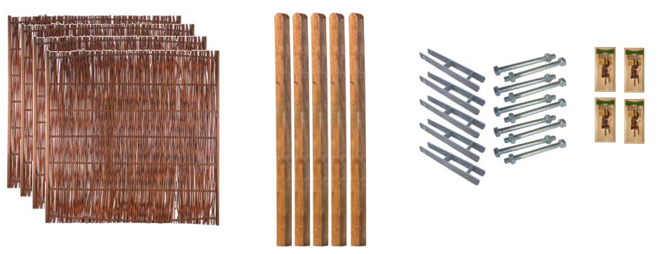 Zaunset FONATNA 2, 4x Fuego 180/180, aus Weide Farbe natur
